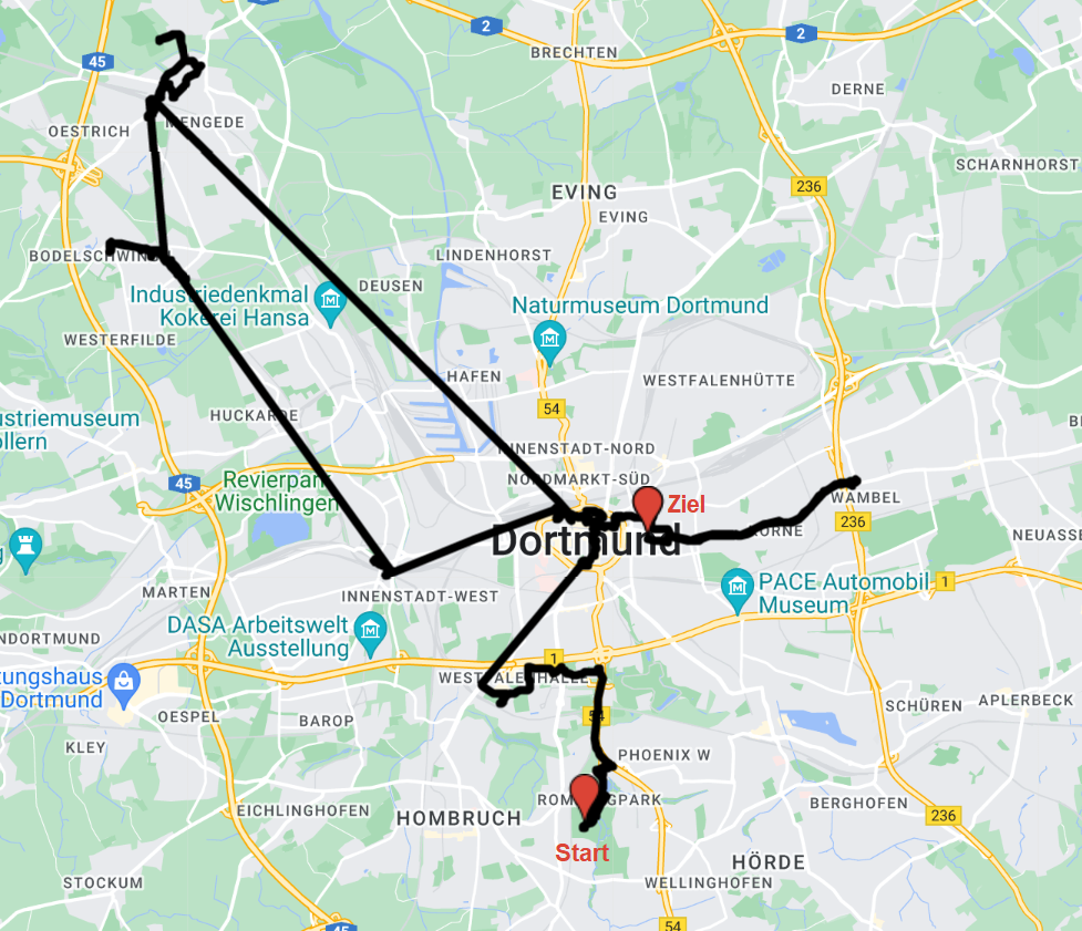 Dortmunder Nachtschicht route map