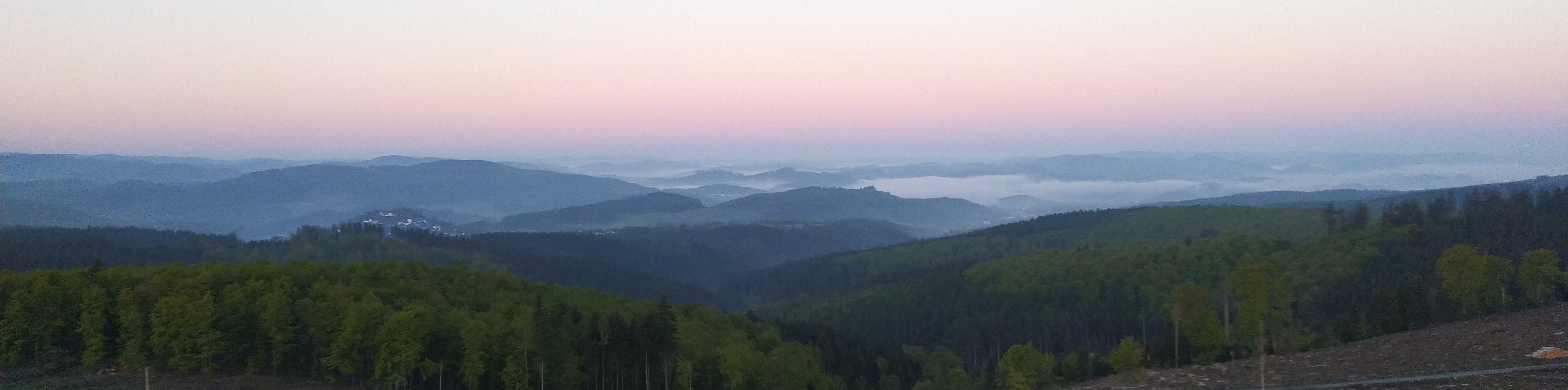 Panoramic view from Lörmecke-Turm in Sauerland (Germany)